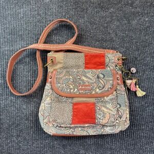 Sakroots Patchwork Crossbody Bag Paisley Corduroy Tweed Owl Charm Multi Color